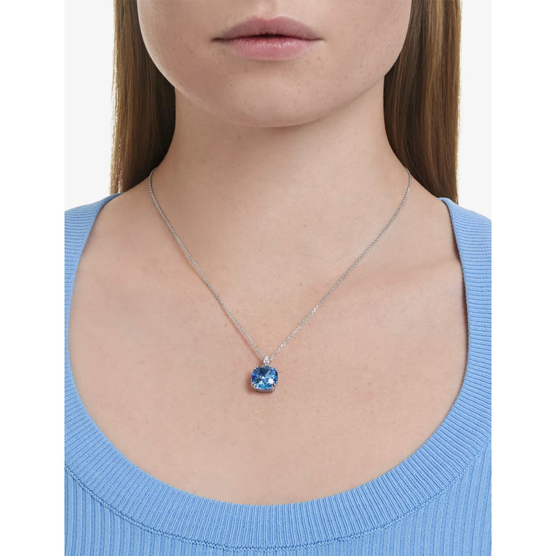 Swarovski Millenia crystal pendant necklace with rhodium plating and cushion-cut crystal (British brand)