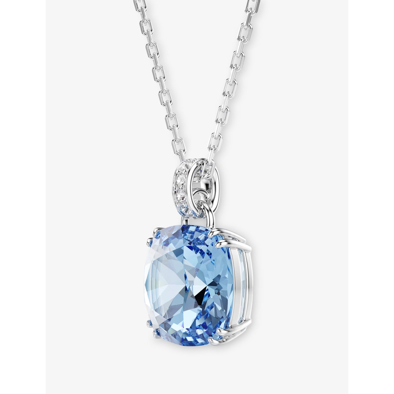Swarovski Millenia crystal pendant necklace with rhodium plating and cushion-cut crystal (British brand)
