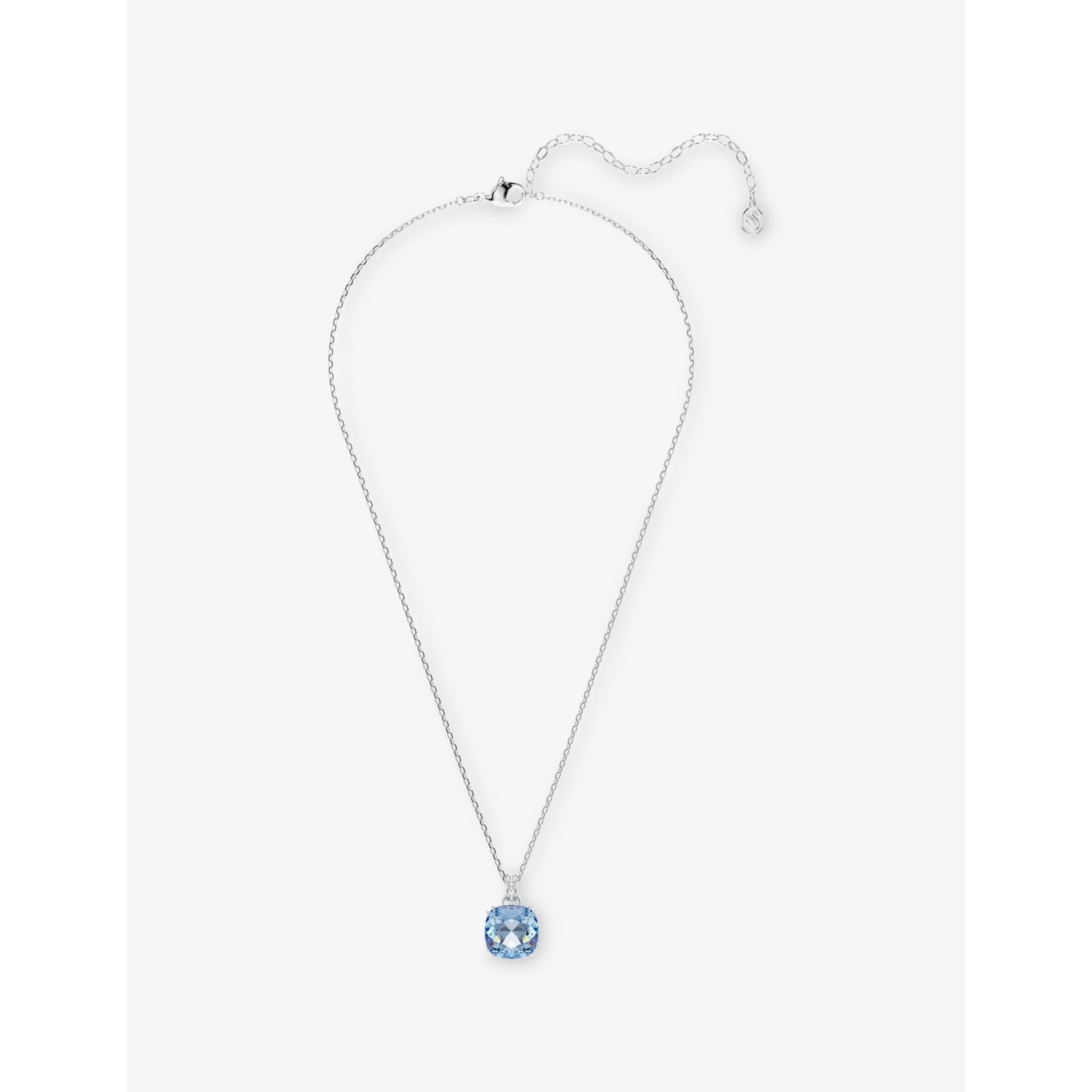 Swarovski Millenia crystal pendant necklace with rhodium plating and cushion-cut crystal (British brand)