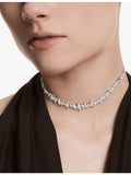 Mesmera rhodium-plated cubic zirconia choker necklace 30-44 cm - British product