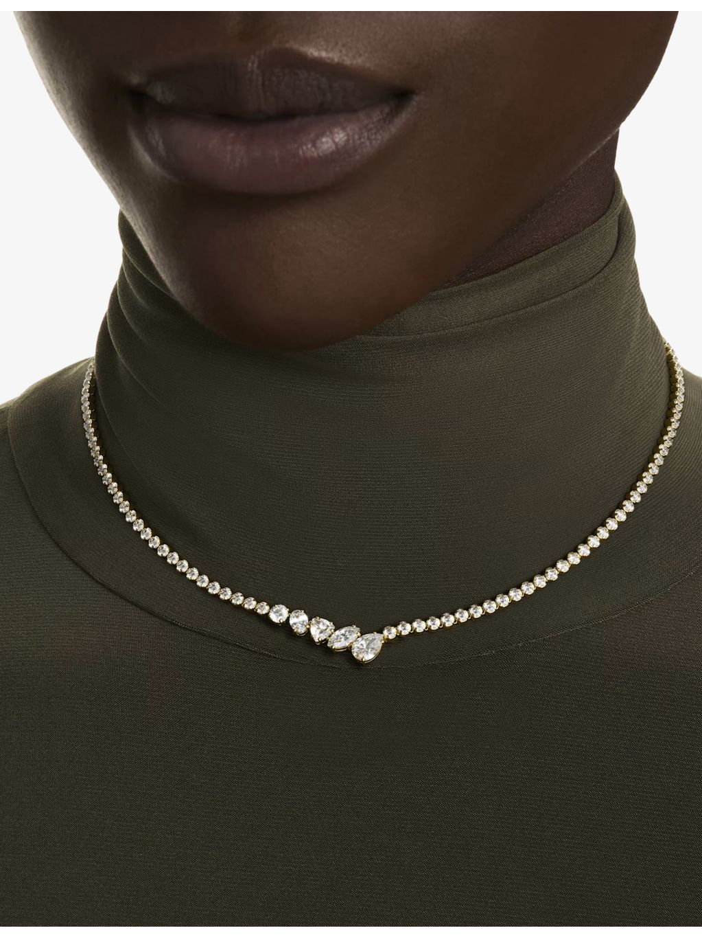 Swarovski gold-plated cubic zirconia necklace 38-45 cm, imported from the UK