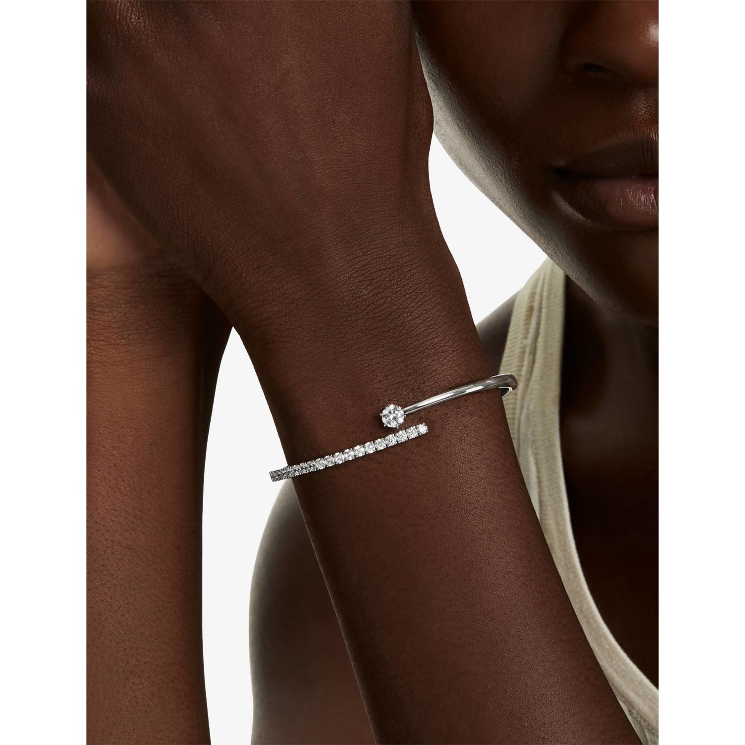 Swarovski rhodium-plated cubic zirconia bangle, imported from the UK