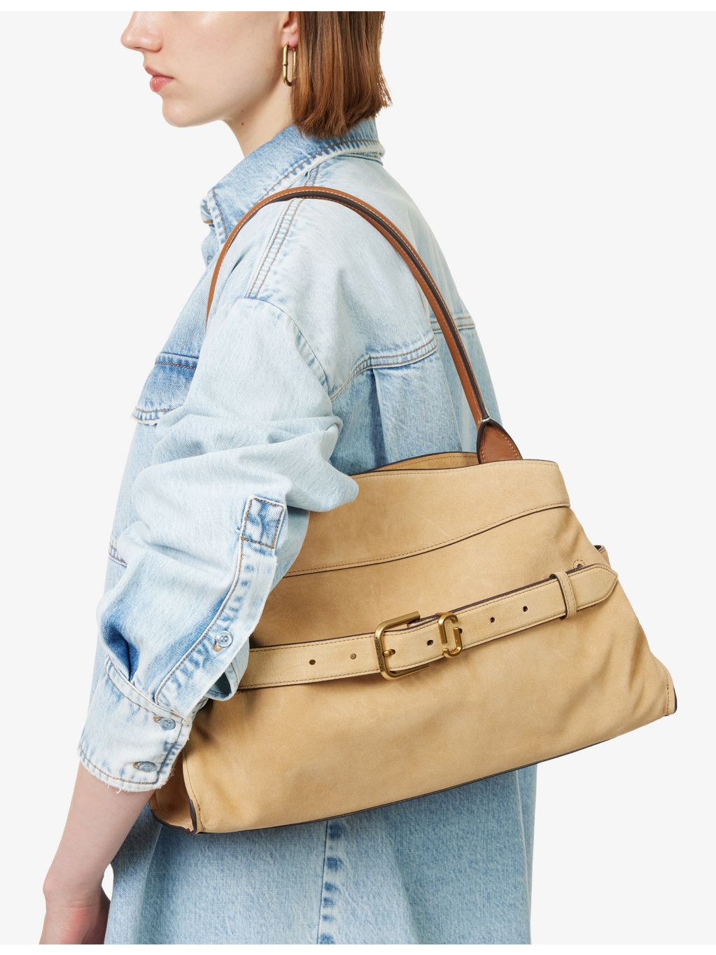Marc Jacobs Dakota suede satchel bag with rolled top handle, UK version