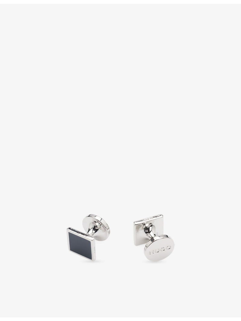 HUGO metal and enamel square cufflinks 1.2cm - British product