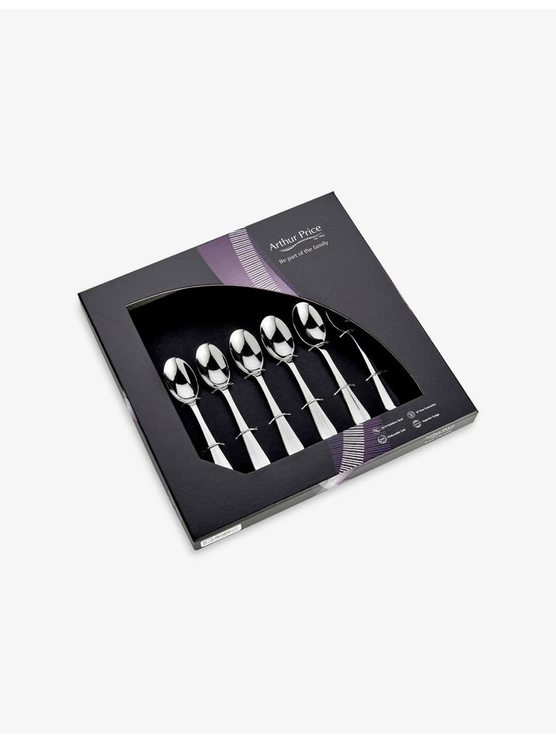 Arthur Price Rattail 6 piece stainless steel teaspoon set (British brand)