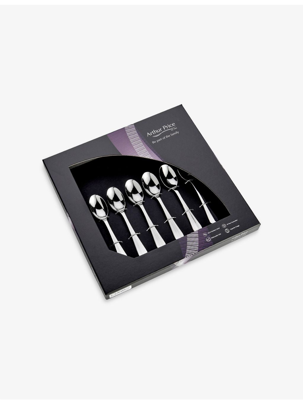 Arthur Price Rattail 6 piece stainless steel teaspoon set (British brand)