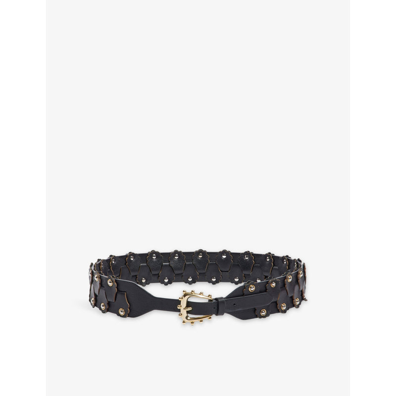 Sandro interlaced stud-embellished leather belt, imported from the UK