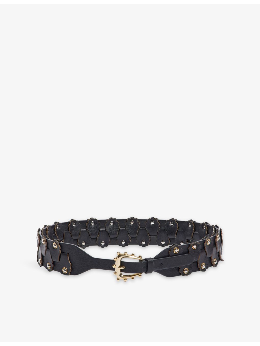 Sandro interlaced stud-embellished leather belt, imported from the UK