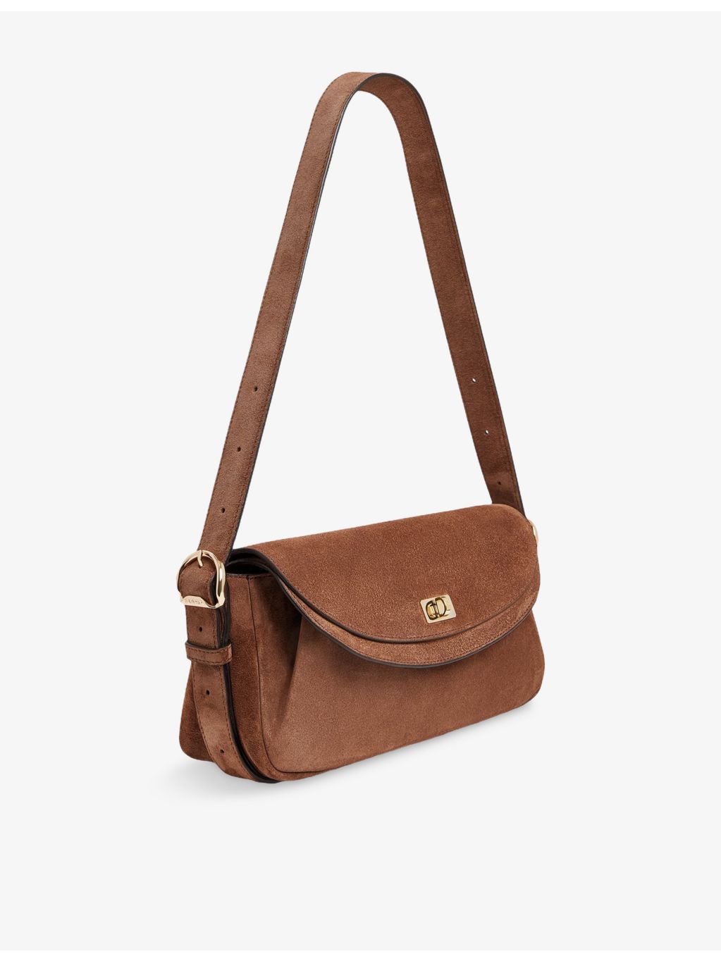 Sandro Le Mambo suede shoulder bag with gold-tone hardware (British brand)