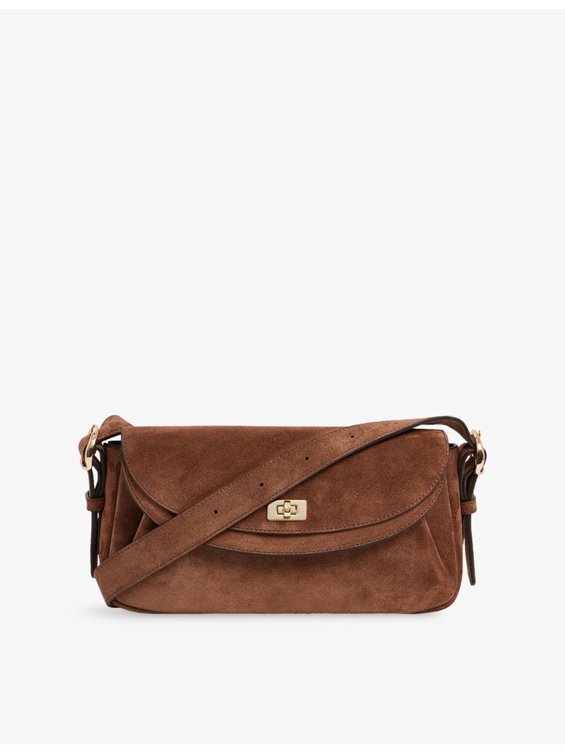 Sandro Le Mambo suede shoulder bag with gold-tone hardware (British brand)