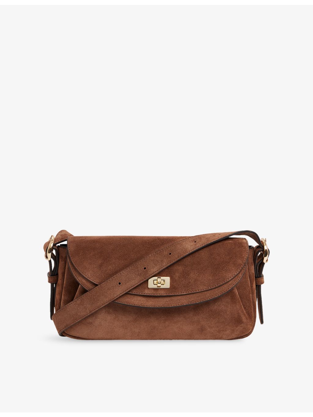Sandro Le Mambo suede shoulder bag with gold-tone hardware (British brand)