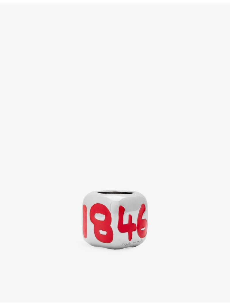 LOEWE brass dice charm with palladium finish, 1.1cm (British brand)