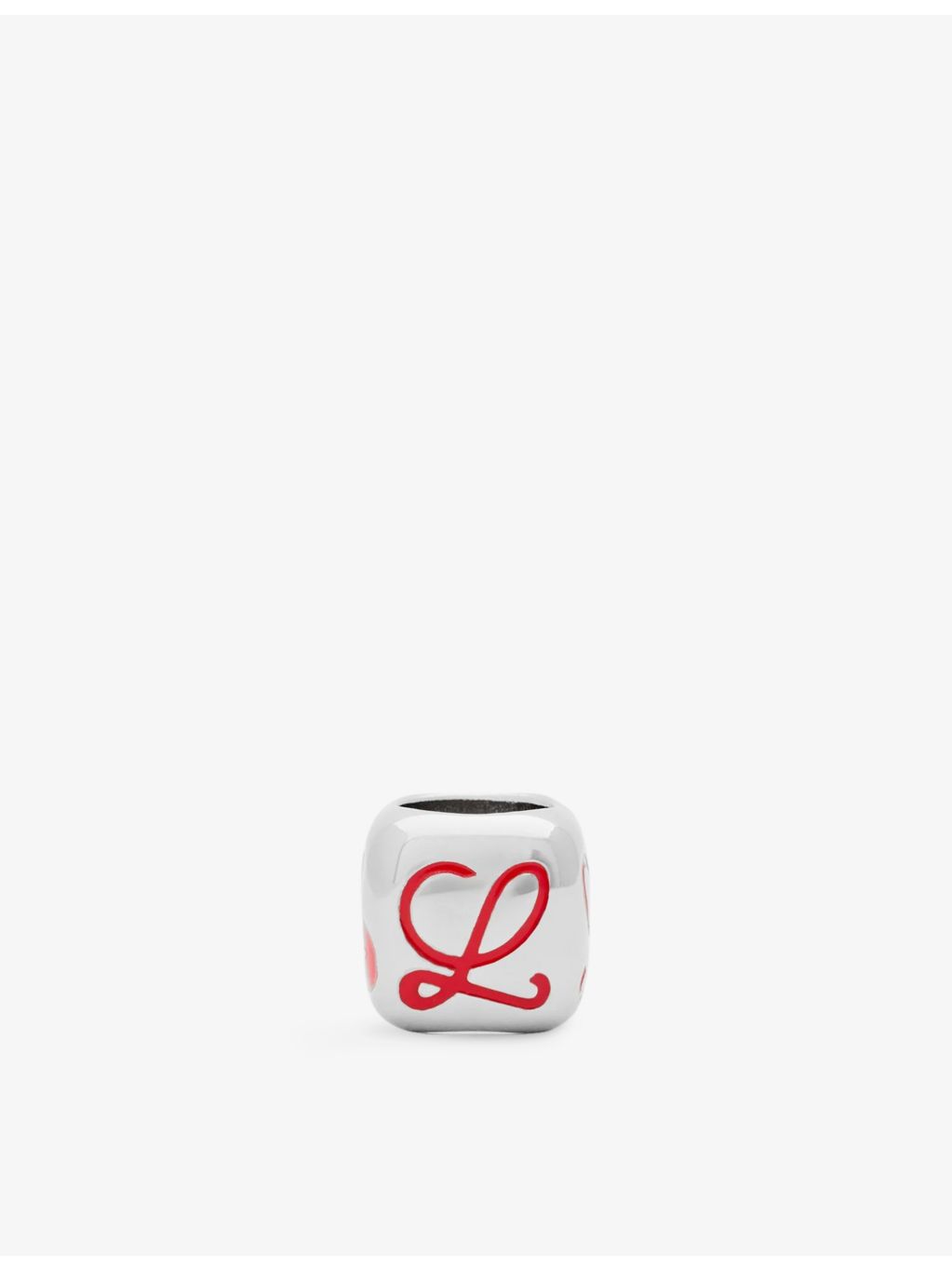 LOEWE brass dice charm with palladium finish, 1.1cm (British brand)