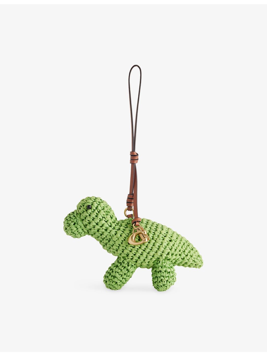 Coach raffia dinosaur bag charm with gold-tone hardware, UK version