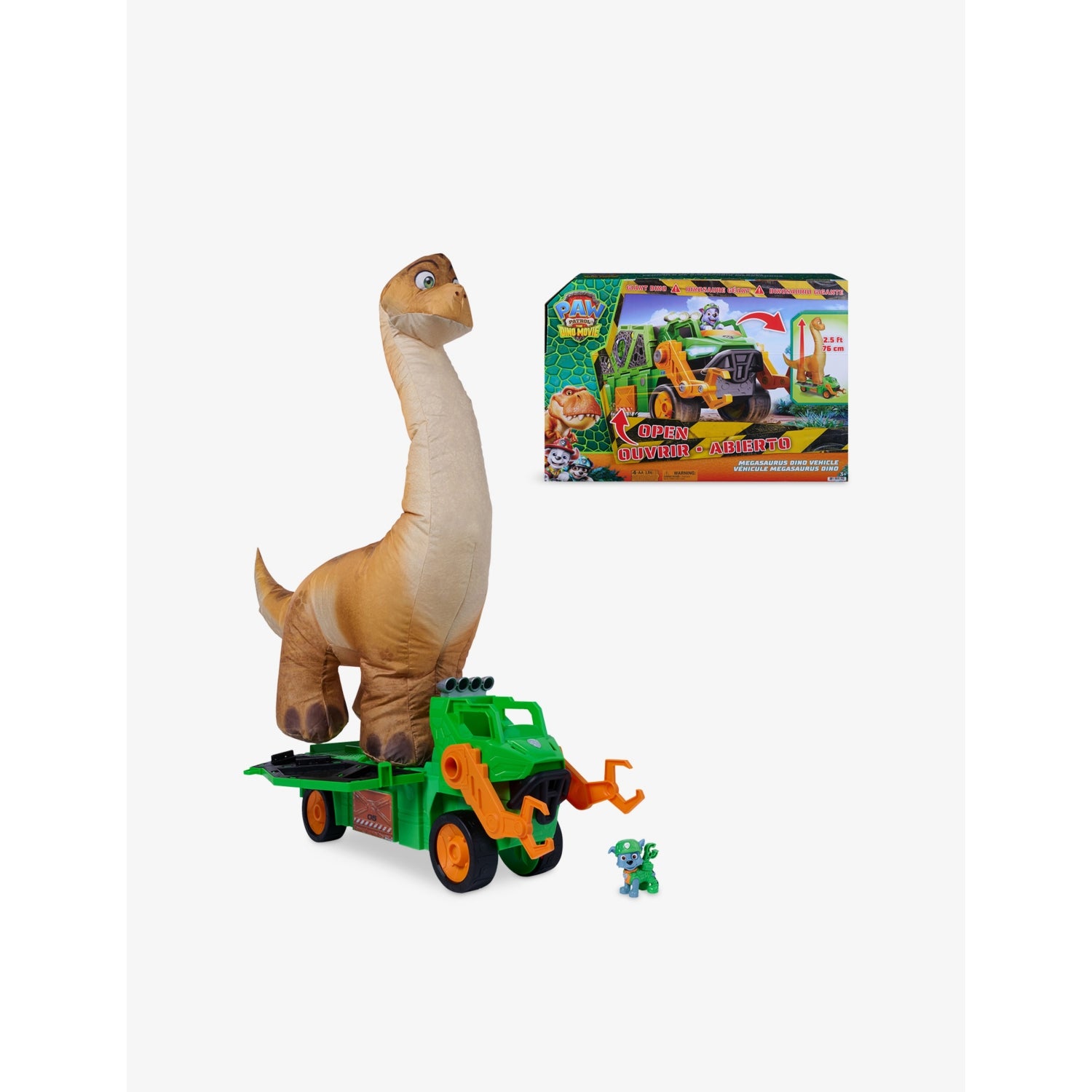 Paw Patrol Megasauras dino vehicle playset with inflatable dinosaur (British brand)