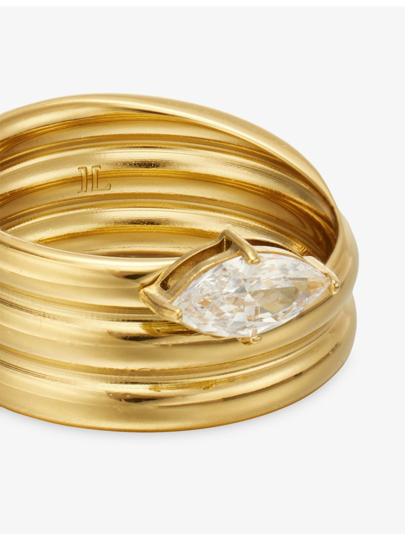 Indigo Lune Cassie ring with cubic zirconia in 18ct gold, UK version