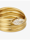 Indigo Lune Cassie ring with cubic zirconia in 18ct gold, UK version