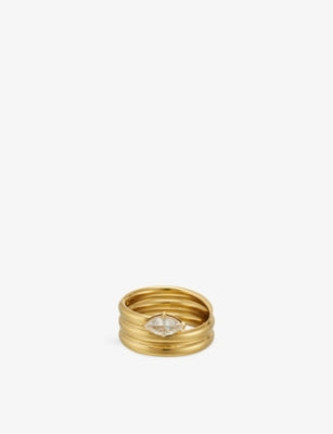Indigo Lune Cassie 18ct Gold-Plated Stainless-Steel and Cubic Zirconia Ring
