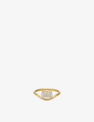 Indigo Lune Gia 18ct Gold-Plated Stainless-Steel Cubic-Zirconia Ring