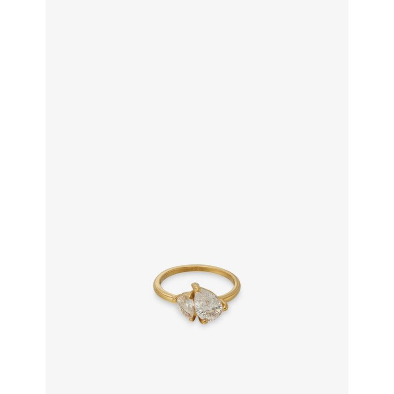 Leesha 18ct Gold Plated Stainless-Steel And Cubic Zirconia Ring - XXS