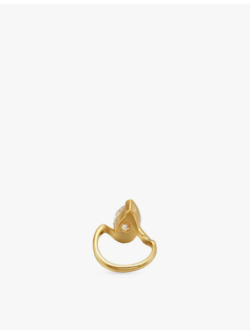 Indigolune Lyric 18ct gold plated ring with pear-cut cubic zirconia (British brand)