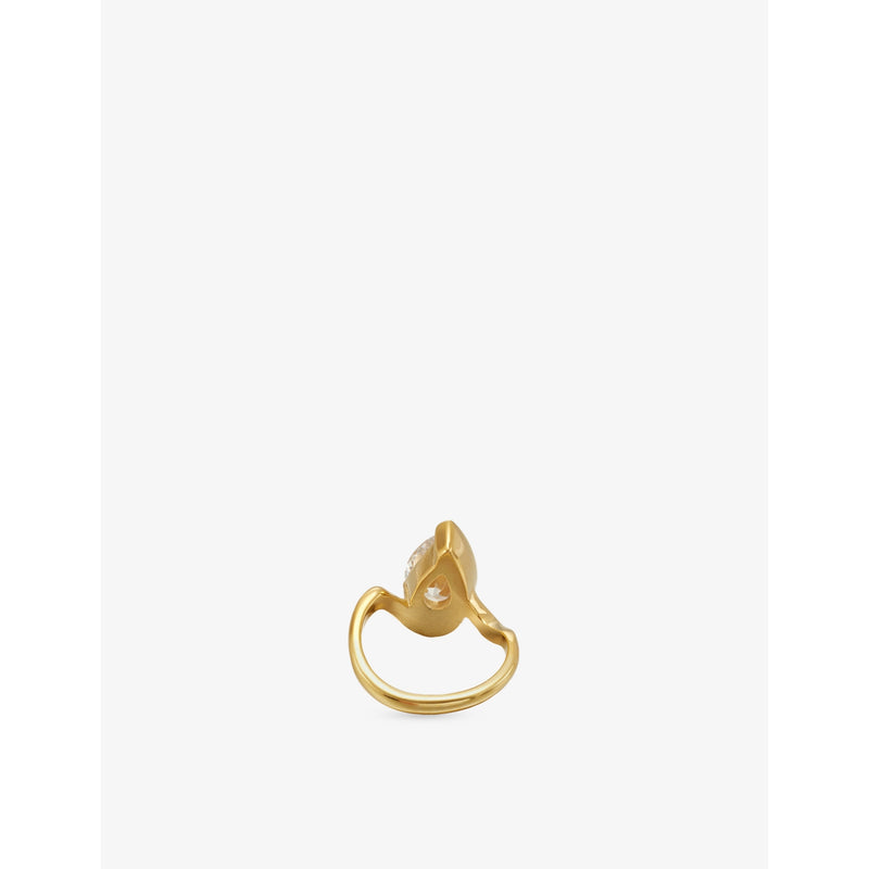 Indigolune Lyric 18ct gold plated ring with pear-cut cubic zirconia (British brand)