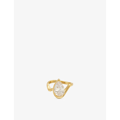 selfridges Indigolune Lyric 18ct Gold Plated Stainless Steel Ring 6mm Width- Buy online at McGrocer