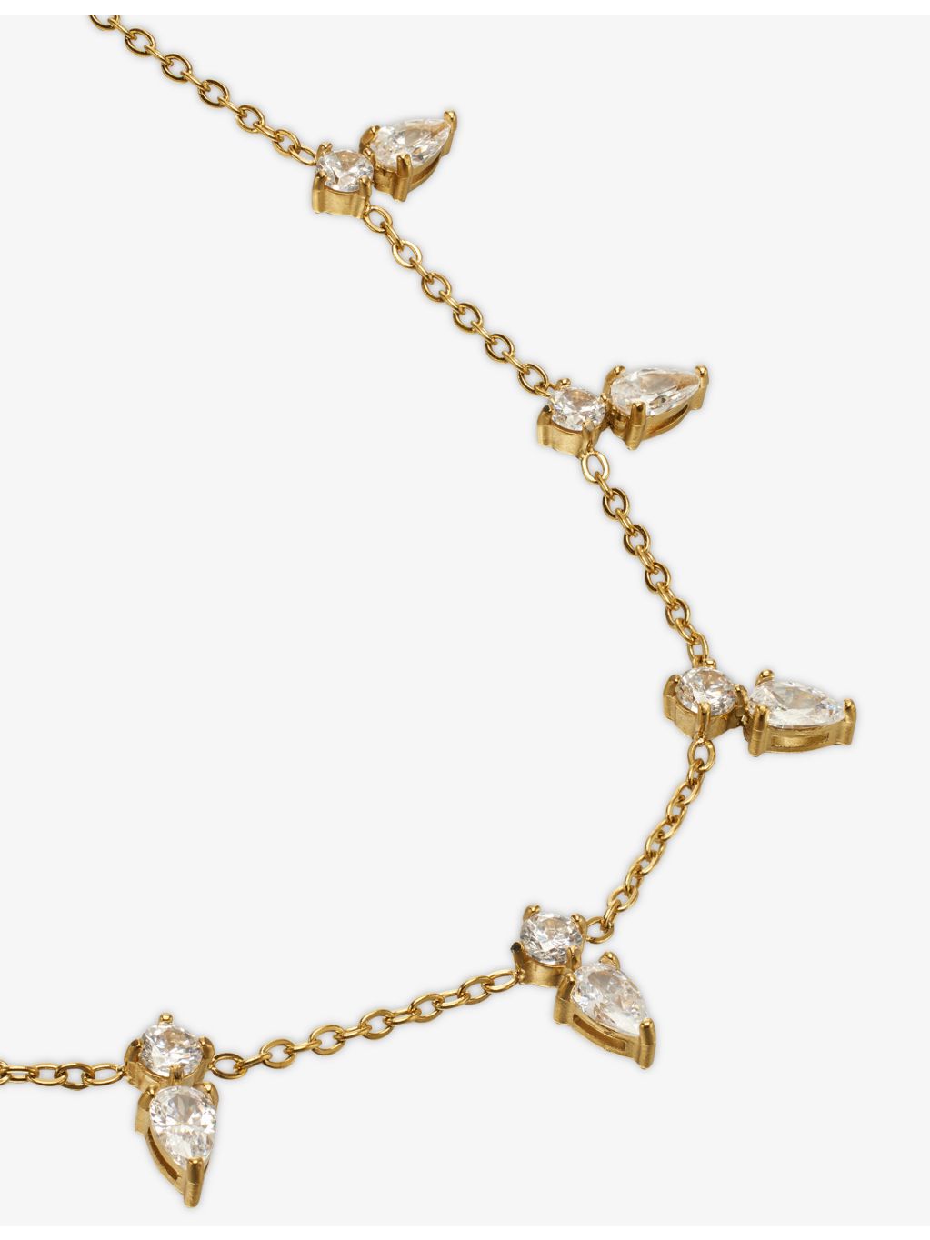 Indigo Lune necklace stainless steel 18ct gold plated cubic zirconia - British product