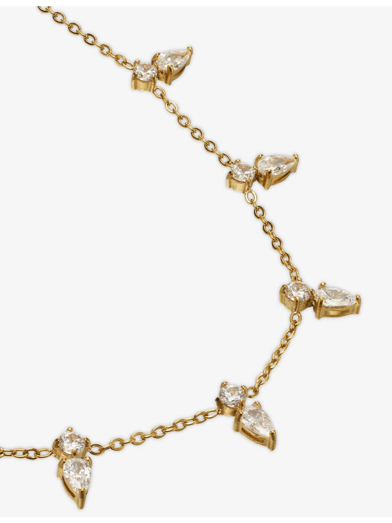 Indigo Lune necklace stainless steel 18ct gold plated cubic zirconia - British product