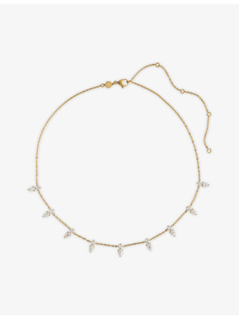 Indigo Lune necklace stainless steel 18ct gold plated cubic zirconia - British product