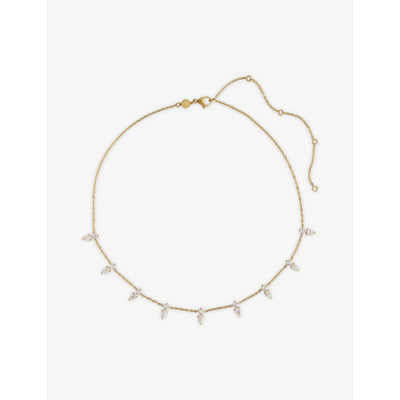selfridges Indigo Lune Isla 18ct Gold Plated Stainless-Steel And Cubic Zirconia Necklace- Buy online at McGrocer