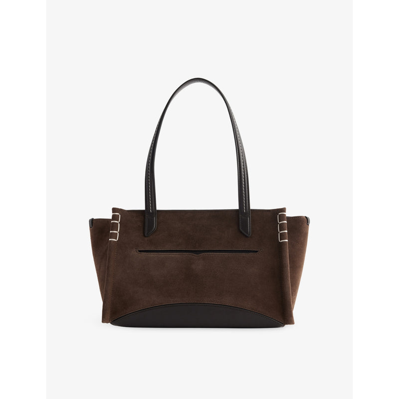 Elongated Loafer Cabas Suede Tote Bag - BROWN