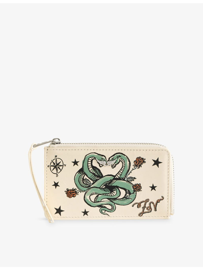 Zadig&Voltaire Rock Tattoo leather cardholder, imported from the UK