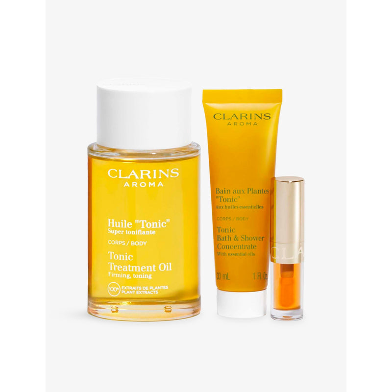 Clarins Energising Routine set with tonic and lip oil - British product