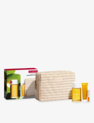 Clarins Energising Routine set with tonic and lip oil - British product