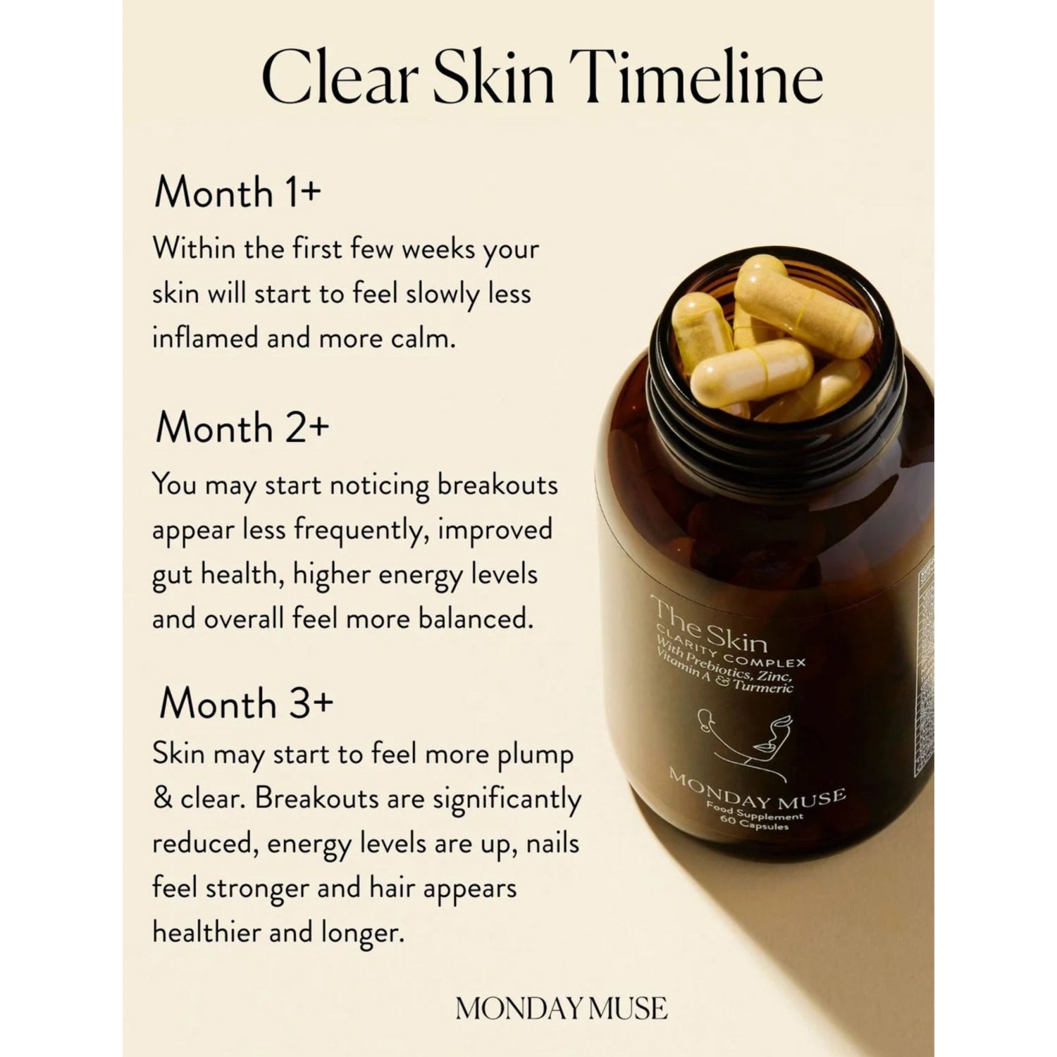 Monday Muse Skin Clarity Complex vegan supplement 60 capsules - British product