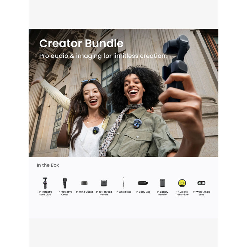 Insta360 Luna Ultra Creator Bundle dual-lens gimbal camera (British brand)