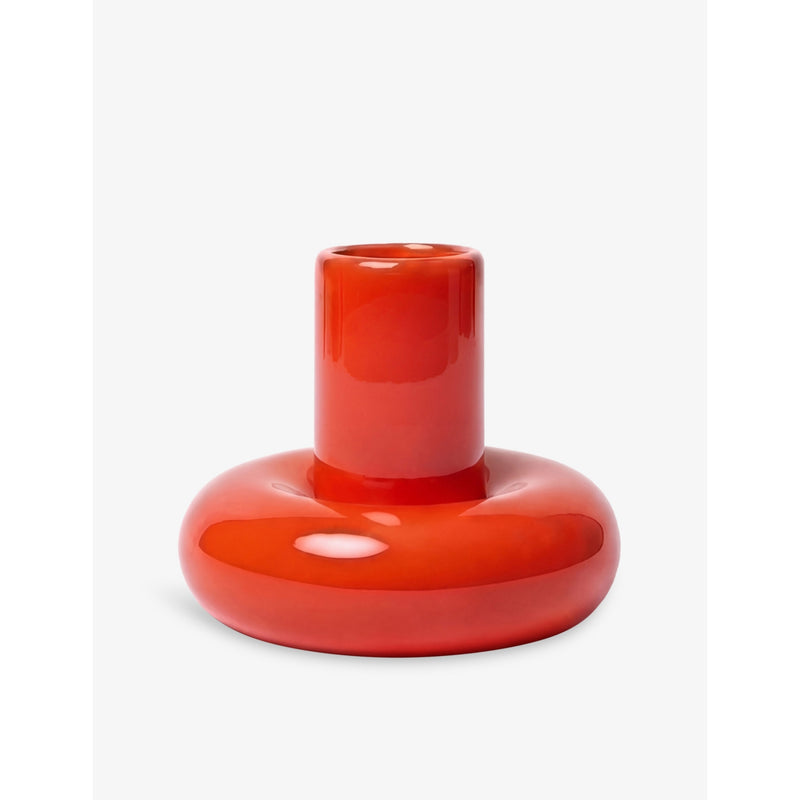 Chunky Earthenware Candle Holder - BRIGHT RED