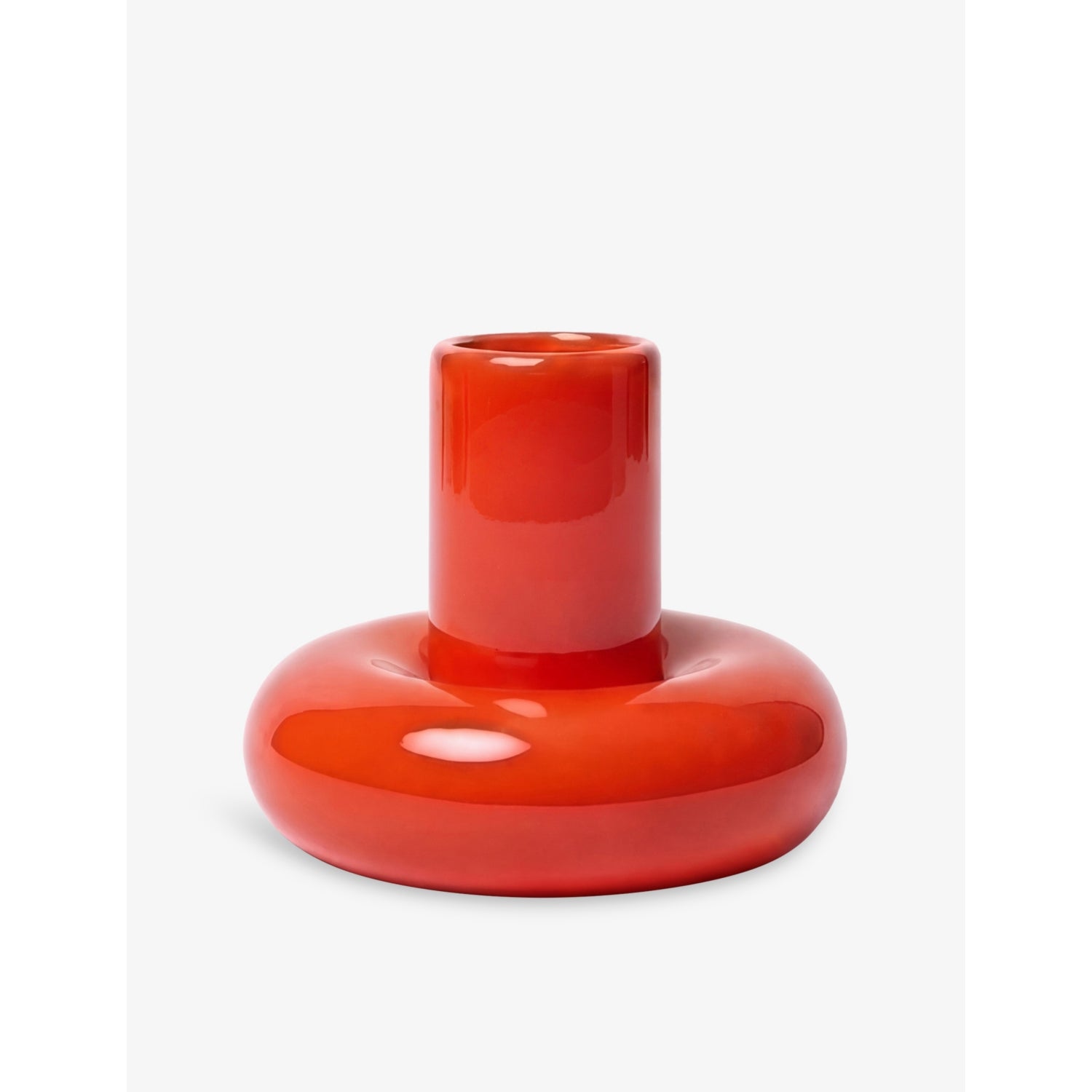 Chunky Earthenware Candle Holder - BRIGHT RED