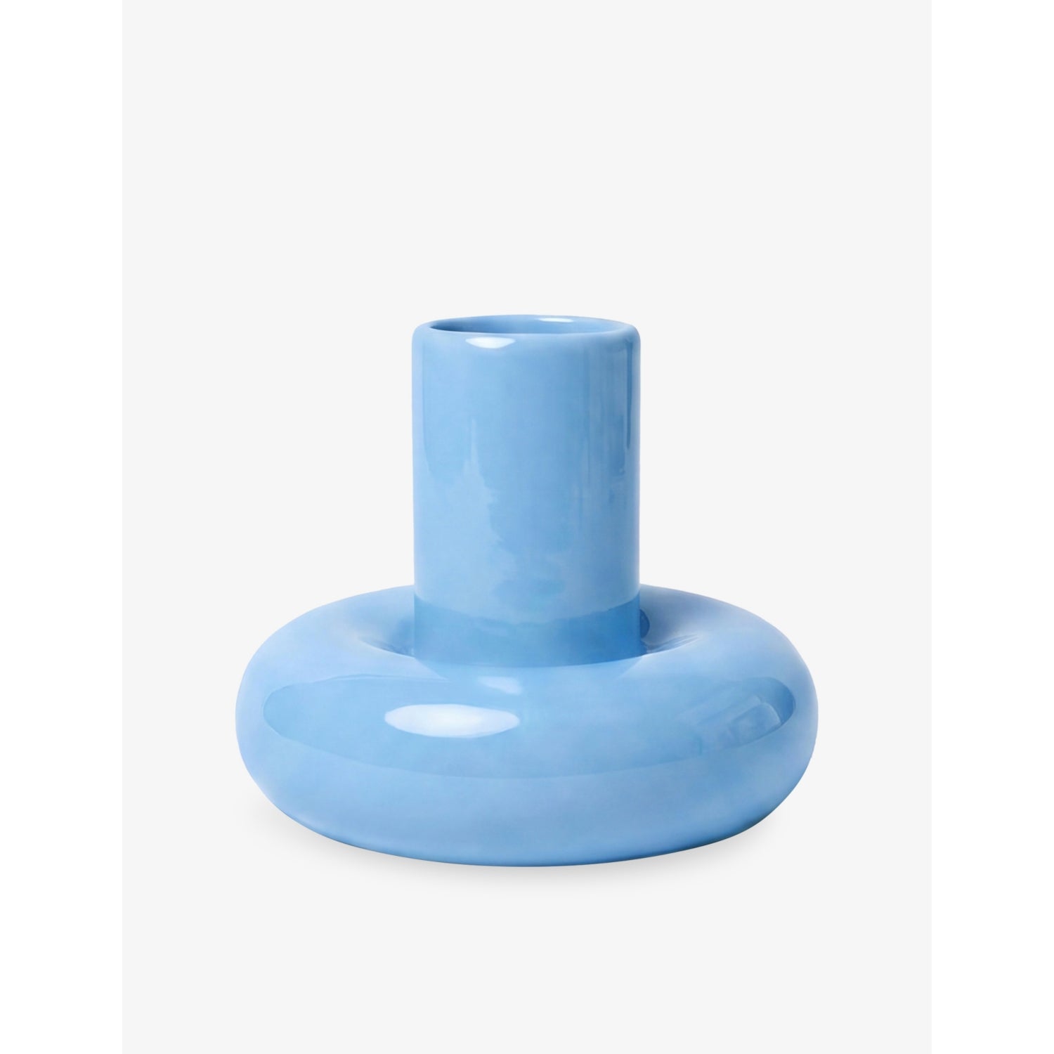 Chunky Earthenware Candle Holder - LIGHT BLUE