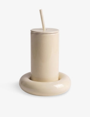 Gustaf Westman chunky ceramic tumbler with silicone straw, imported from the UK