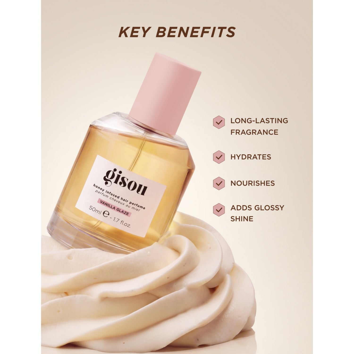 Gisou honey infused hair perfume vanilla glaze 50ml, UK version
