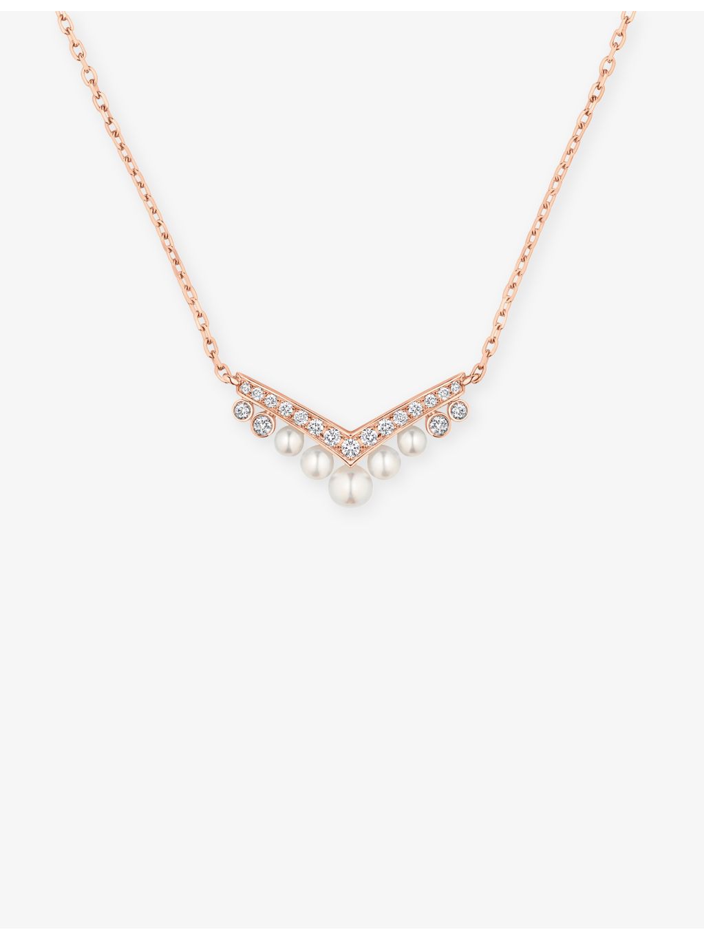 Chaumet Joséphine Aigrette 18ct rose gold diamond pearl pendant necklace - British product