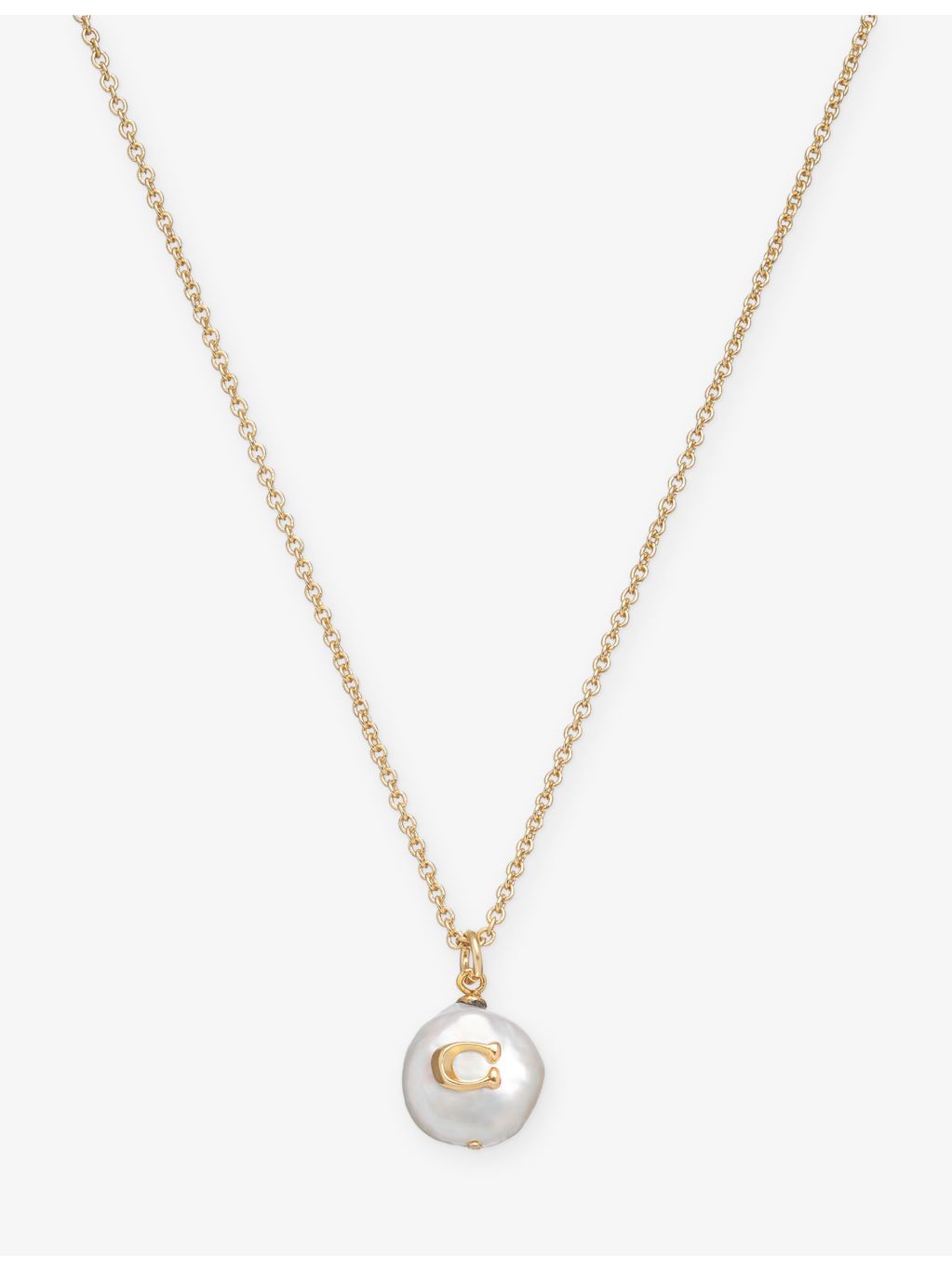 Coach pearl and gold-plated brass pendant necklace, imported from the UK