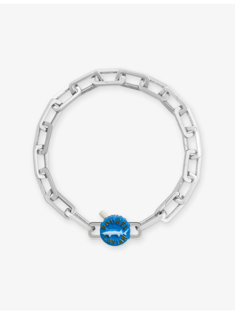 Poubel sterling silver enamel charm with caviar design, imported from the UK