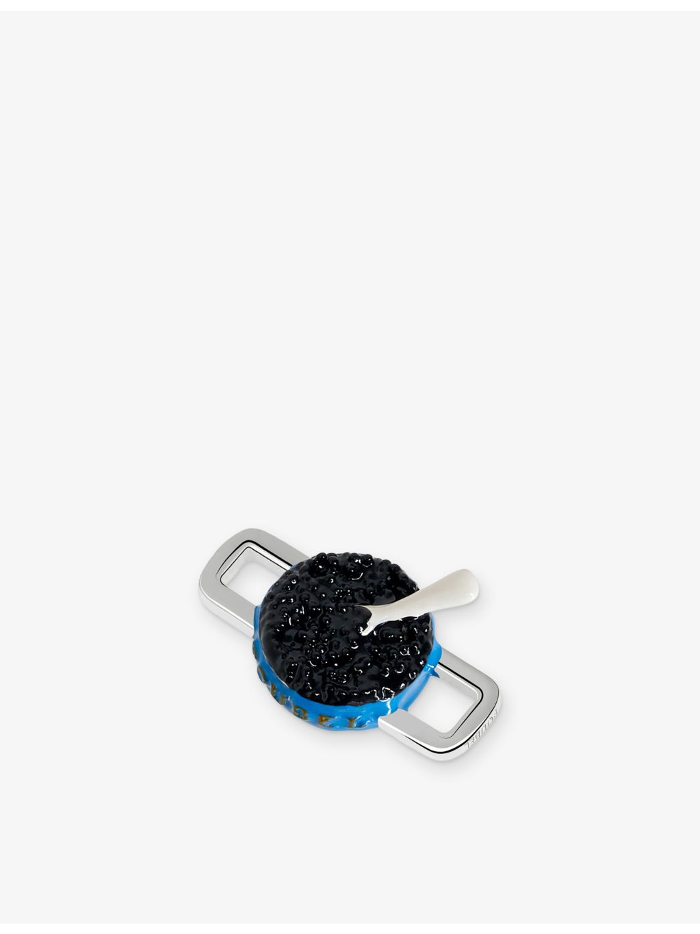 Poubel sterling silver enamel charm with caviar design, imported from the UK