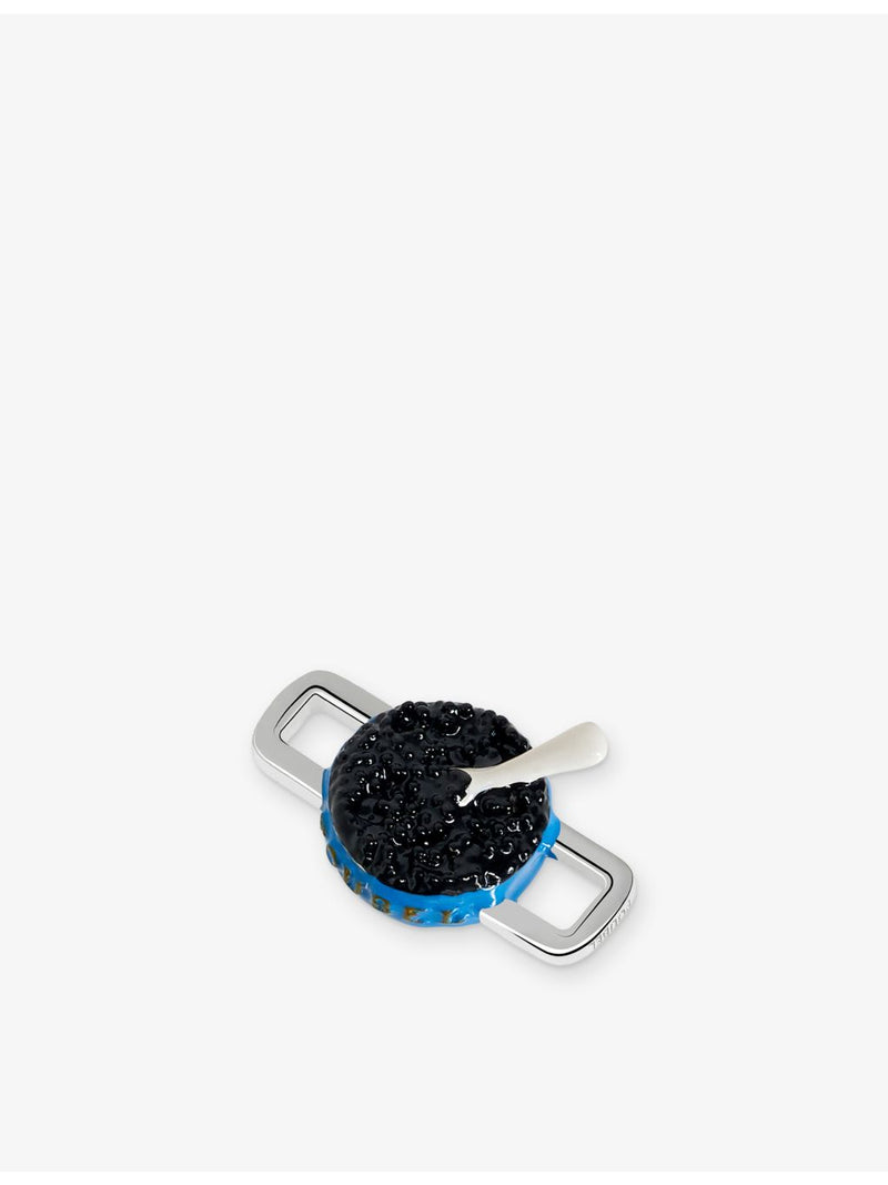 Poubel sterling silver enamel charm with caviar design, imported from the UK