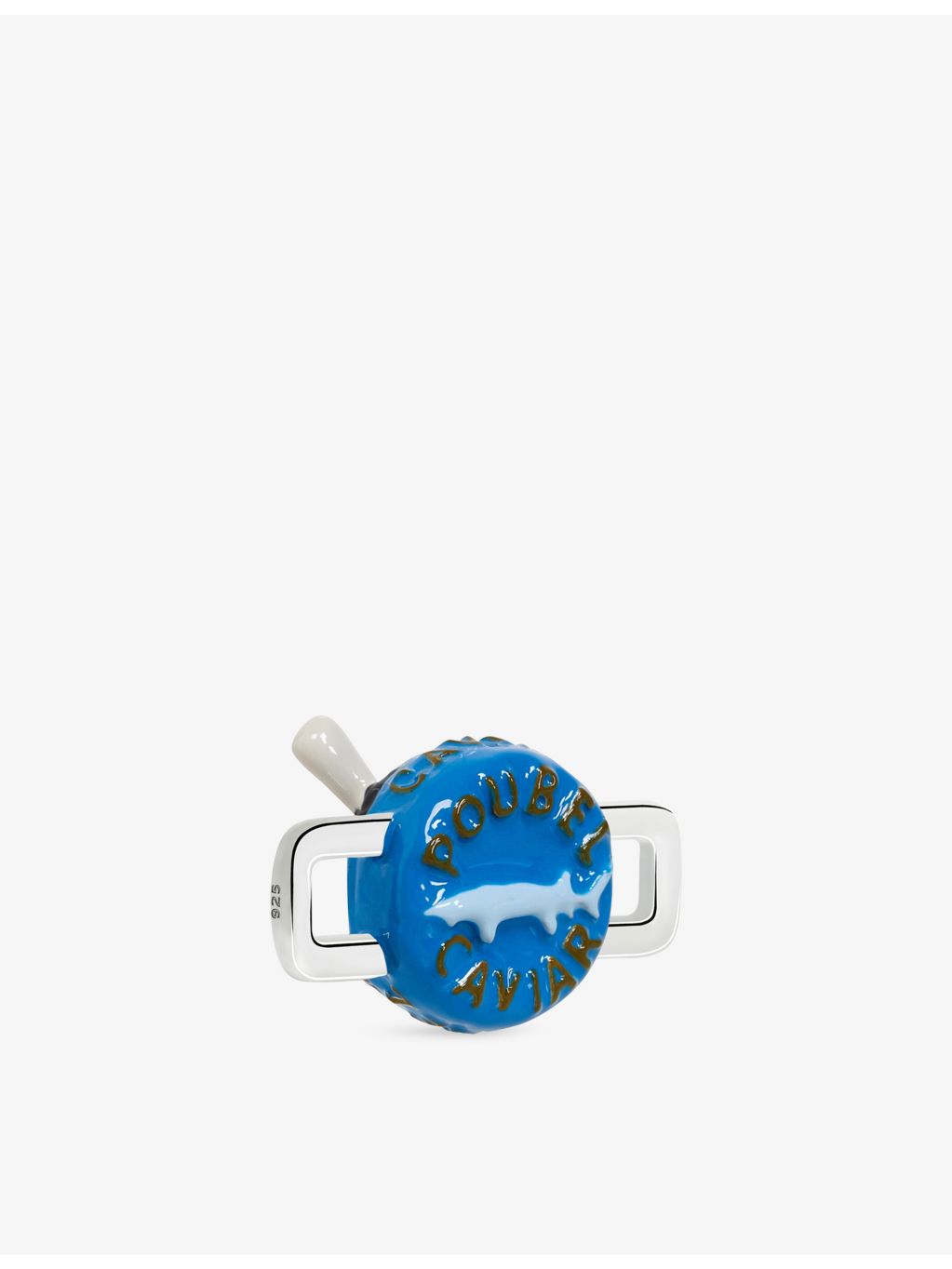 Poubel sterling silver enamel charm with caviar design, imported from the UK