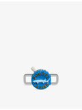 Poubel sterling silver enamel charm with caviar design, imported from the UK