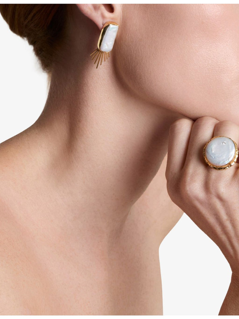 Ece London Theia gold pearl earrings 4.2cm, UK version